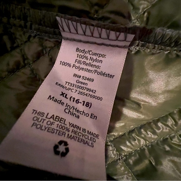 Women’s Quilted Long Sleeve Jacket, Time and Tru, Green, Size XL (16-18) - Picture 8 of 8